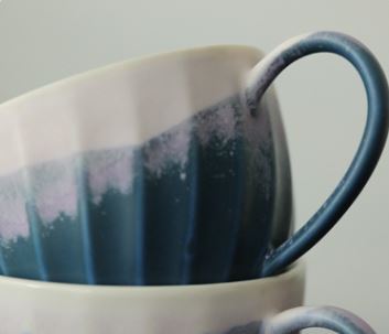 Spiral Gradient – Handcrafted Kiln-Change Ceramic Coffee Cup & Saucer