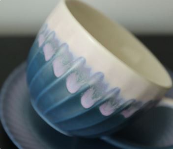 Spiral Gradient – Handcrafted Kiln-Change Ceramic Coffee Cup & Saucer