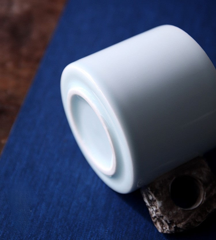 Stone Handle Stillness — Handmade Porcelain Coffee Mug