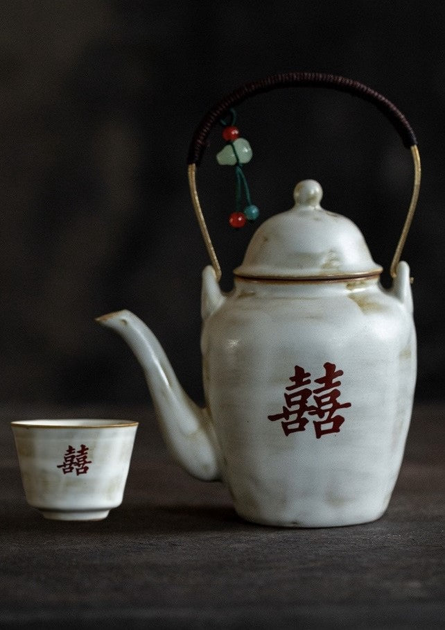 Blessings in Every Sip — Handmade Jingdezhen Teacup & Handle Teapot Sets