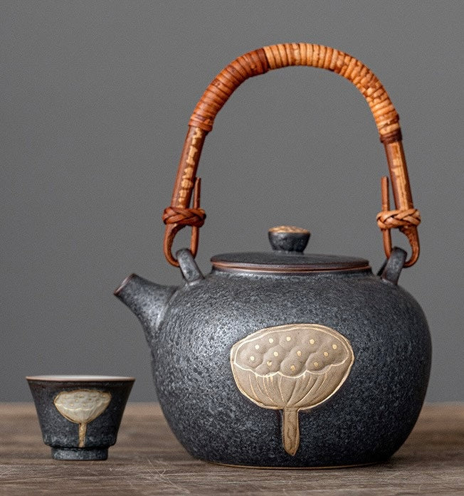 Lotus Serenity — Handmade Black Glaze Porcelain Tea Sets