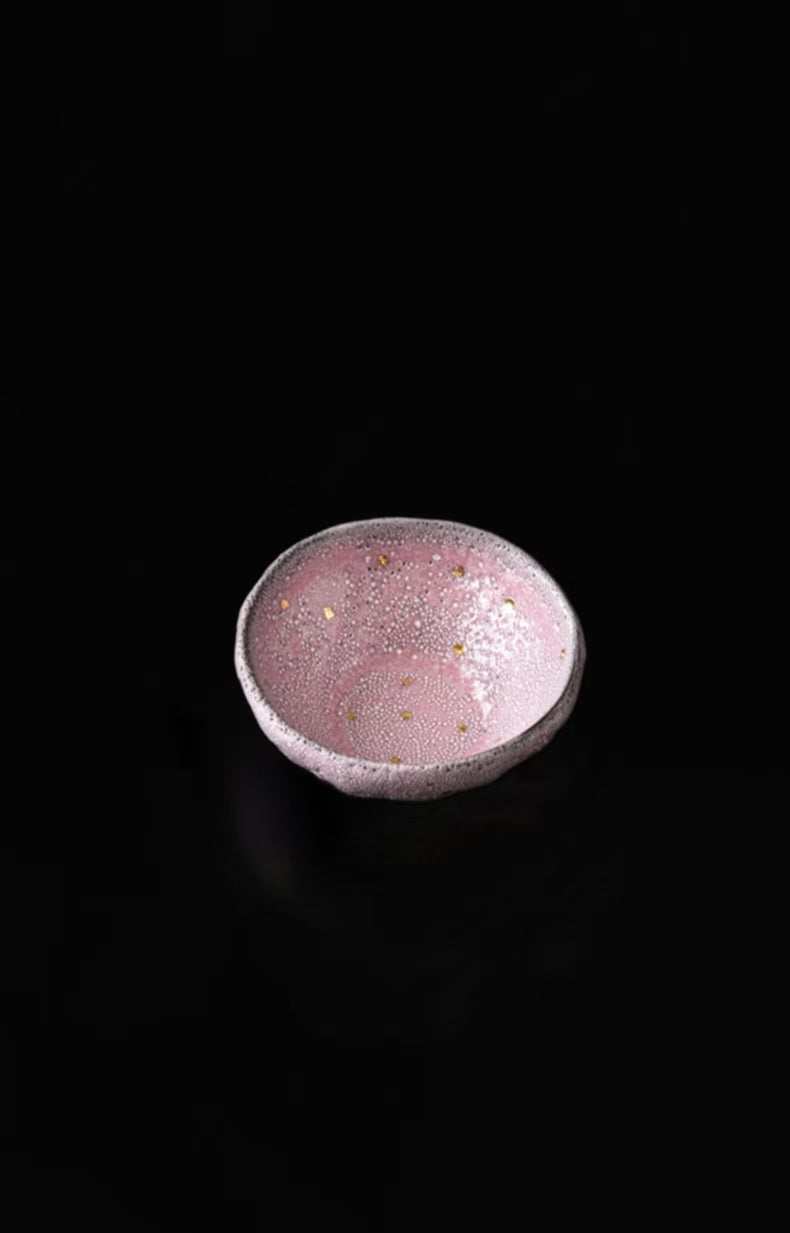 Tranquility Cups — Purple Aura Rising, Crimson Bloom, and Twilight Mist Ceramic Tea Cup Set