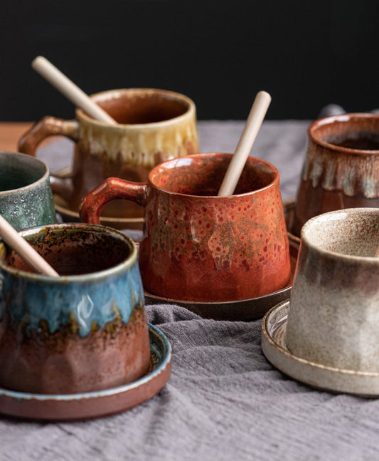 Earthline Flow – Artisan Porcelain Coffee Cup Set