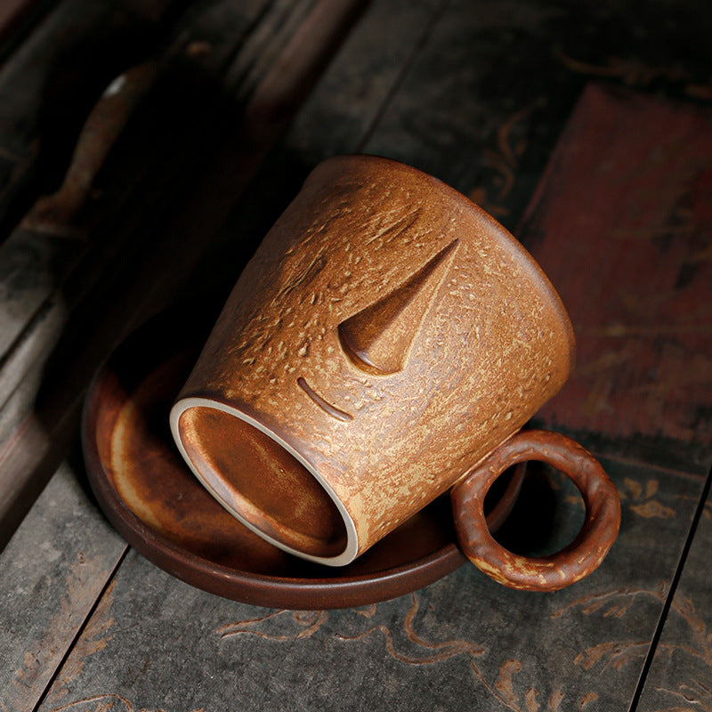 Silent Clay Muse – Handcrafted Porcelain Face Coffee Cup & Saucer Set