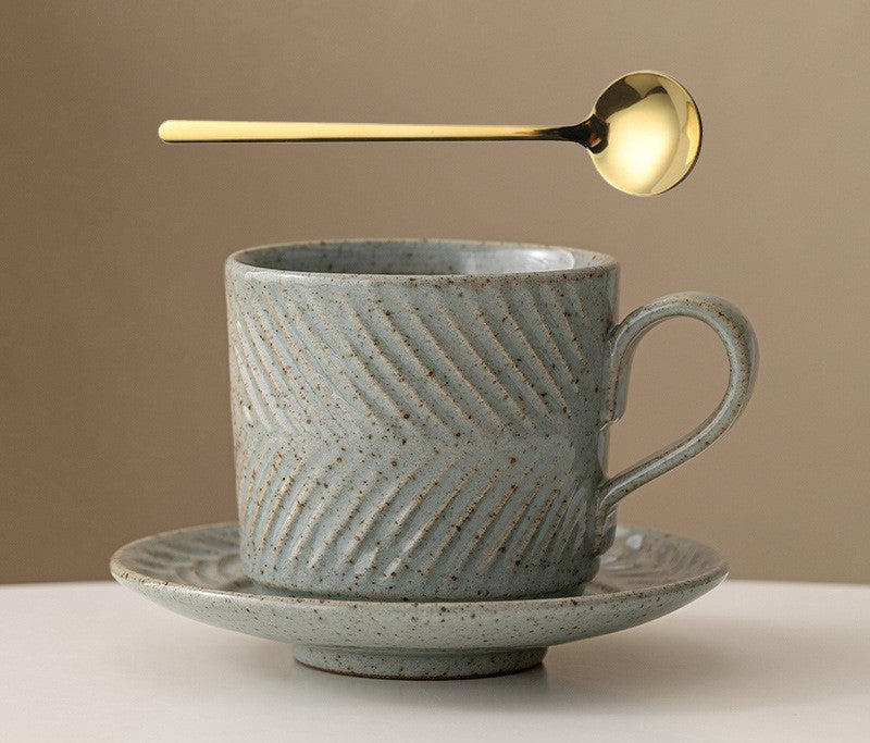 Rustic Harmony – Handcrafted Porcelain Coffee Cup & Saucer Set