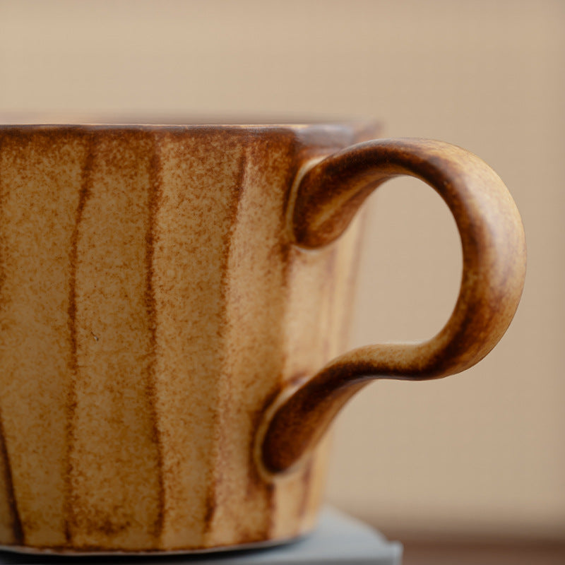 Ridge Flow – Handcrafted Wabi-Sabi Ceramic Coffee Cup with Saucer