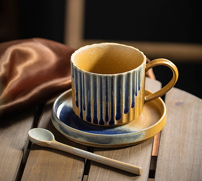 Rustic Elegance – Handcrafted Porcelain Coffee Cup & Saucer Set