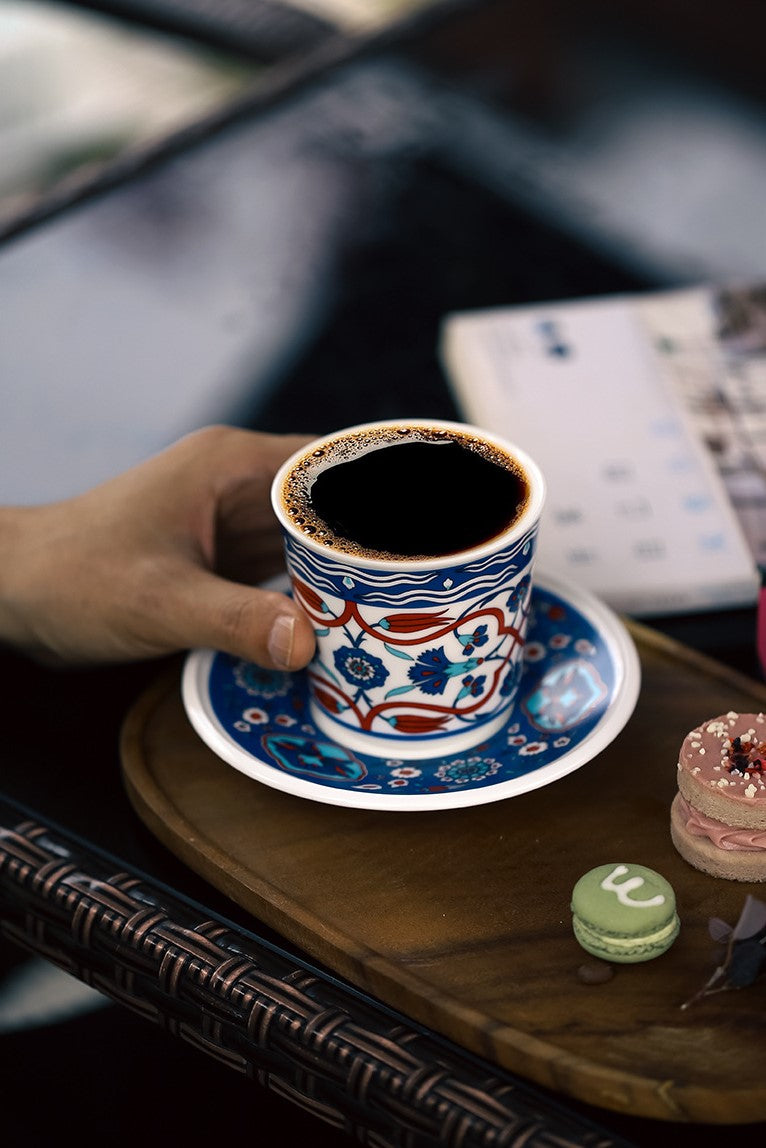 Patterned Grace – Handcrafted Ceramic Coffee Cup & Saucer Set