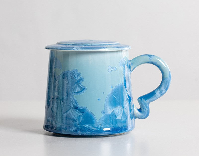 Crystal Bloom – Porcelain Glaze Coffee Mug, Artisan Made