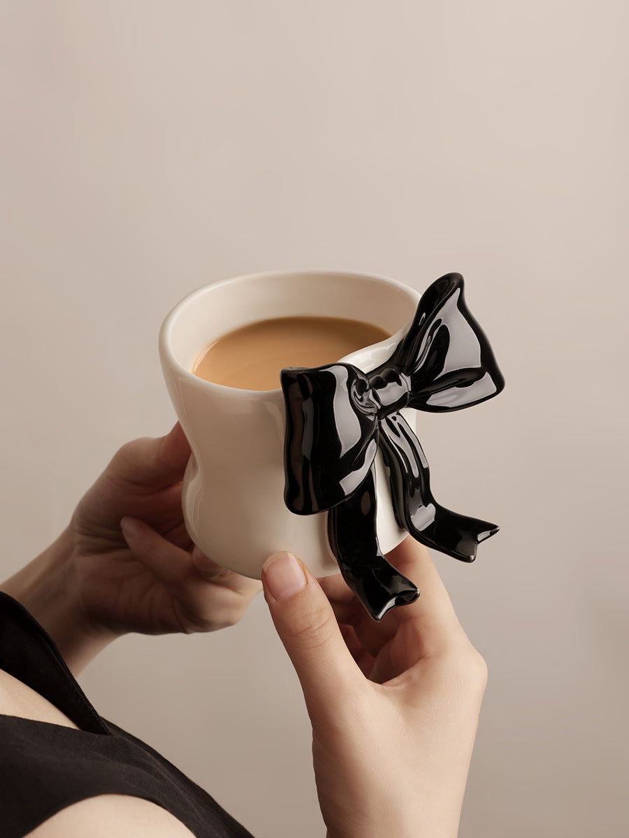 Ribbon Grace — Handmade Porcelain Coffee Cup