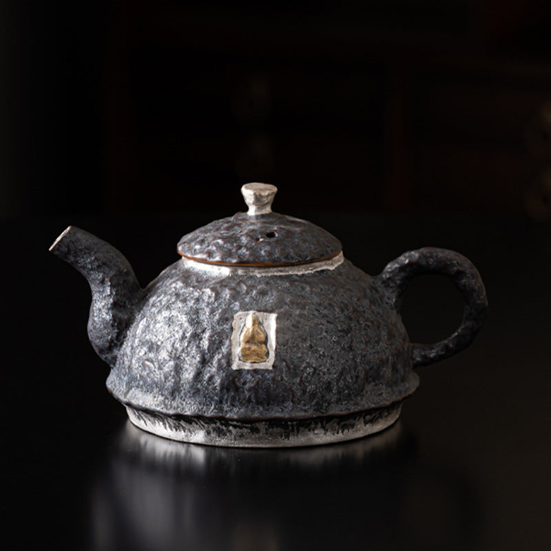 Dunhuang Reverie — Handcrafted Ceramic Tea Set with Silver Accents