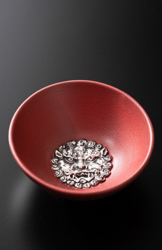 Four Seasons Peace — Handcrafted Ceramic Tea Cup Set with Forbidden City Red glaze
