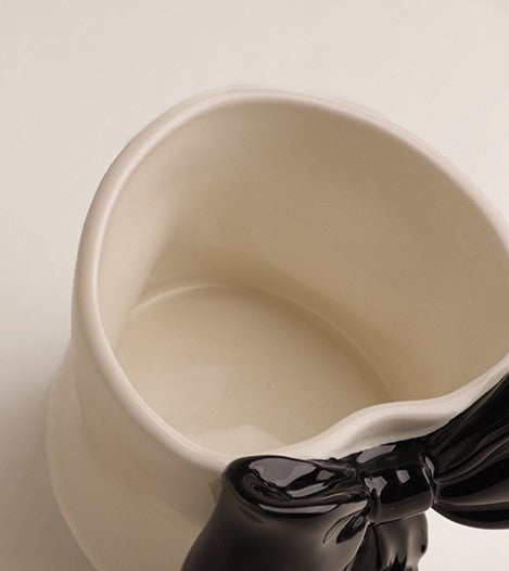 Ribbon Grace — Handmade Porcelain Coffee Cup