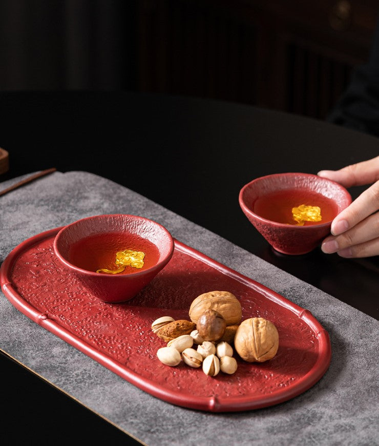 Auspicious Clouds – Handcrafted Forbidden City red Porcelain Tea Cup
