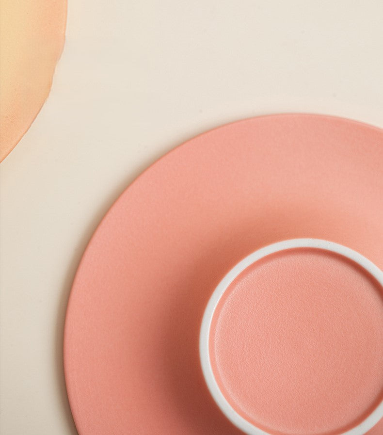 Orb Harmony – Handcrafted Ceramic Coffee Cup with Wooden Handle & Saucer