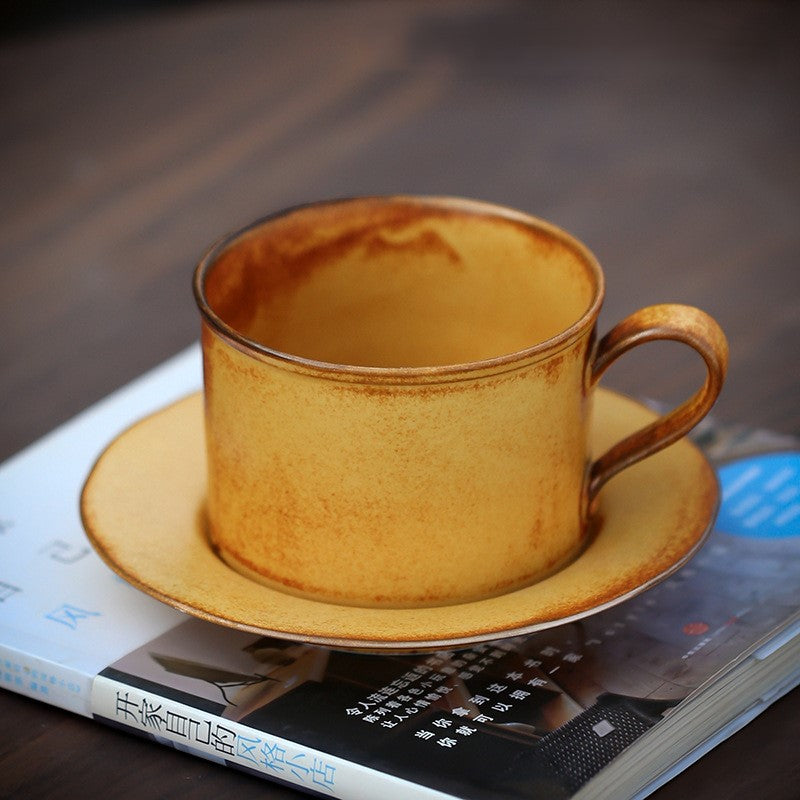 Rustic Amber – Handcrafted Ceramic Coffee Cup & Saucer Set