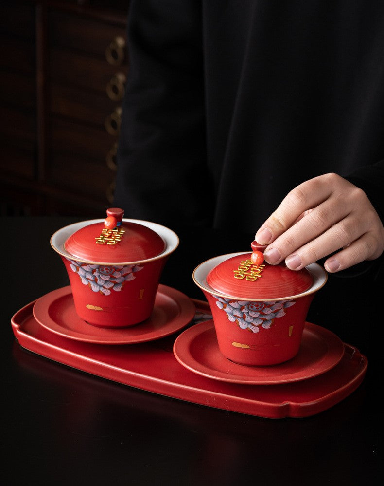 Centennial Harmony Teaware Set —  Double Happiness Wedding Porcelain Tea Ceremony Gift Collection