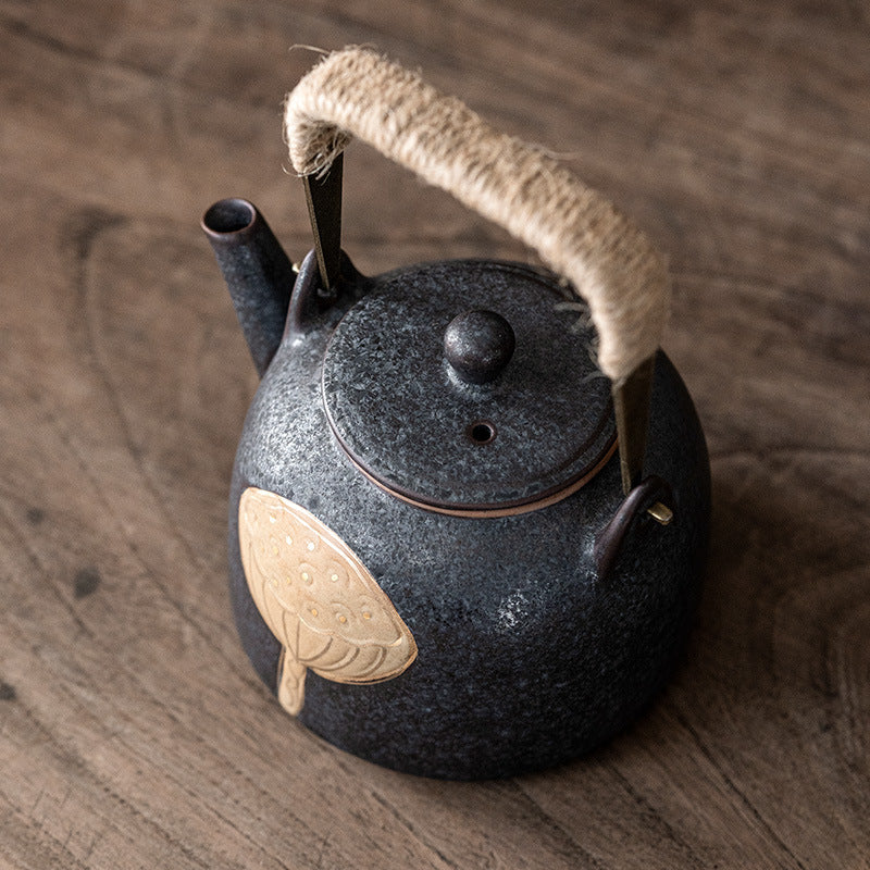 Lotus Serenity — Handmade Black Glaze Porcelain Tea Sets