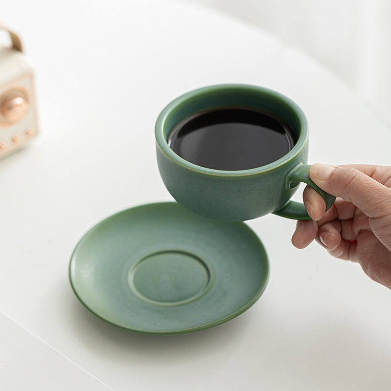 Verdant Tranquility – Handcrafted Porcelain Coffee Cup & Saucer Set
