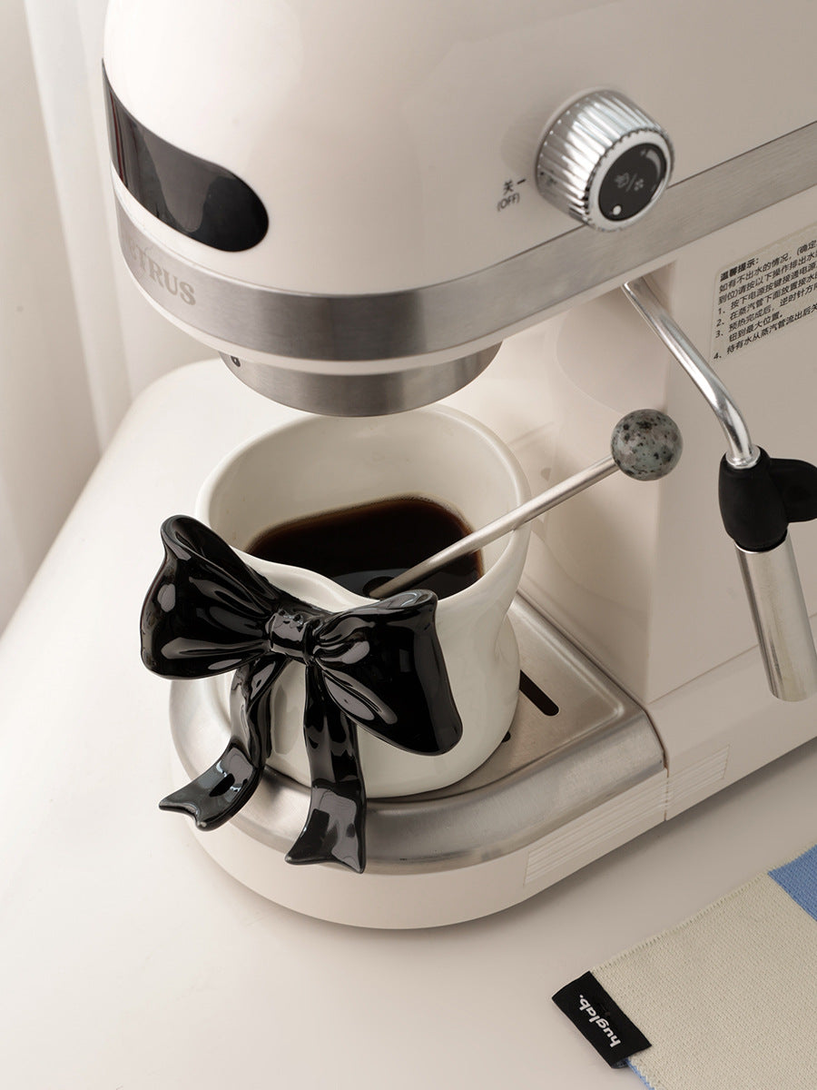 Ribbon Grace — Handmade Porcelain Coffee Cup