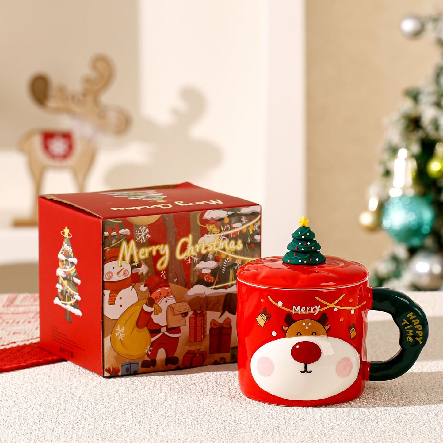 Holiday Cheer Mug – Handcrafted Ceramic Christmas Cup with Gift Box
