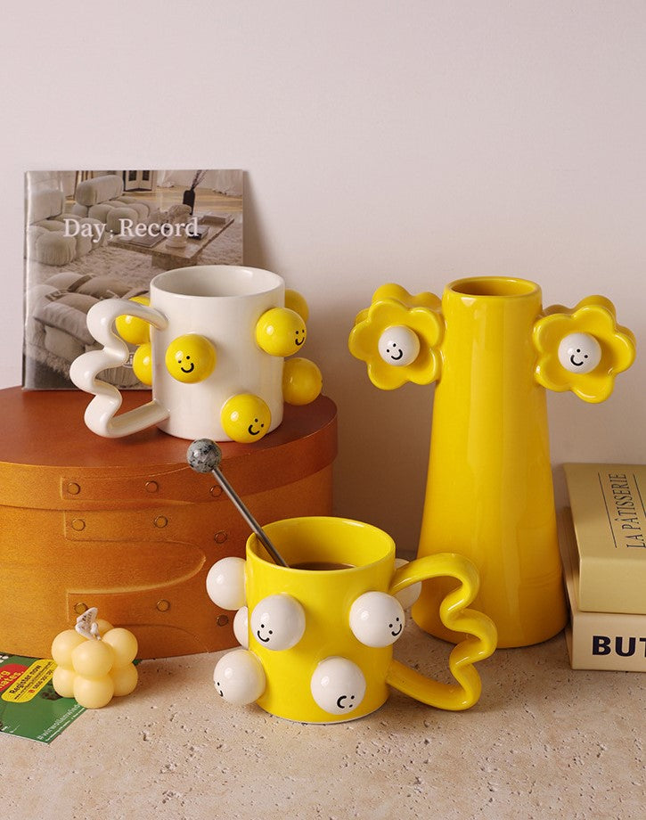 Smiles in Bloom — Handmade Porcelain Coffee Mug