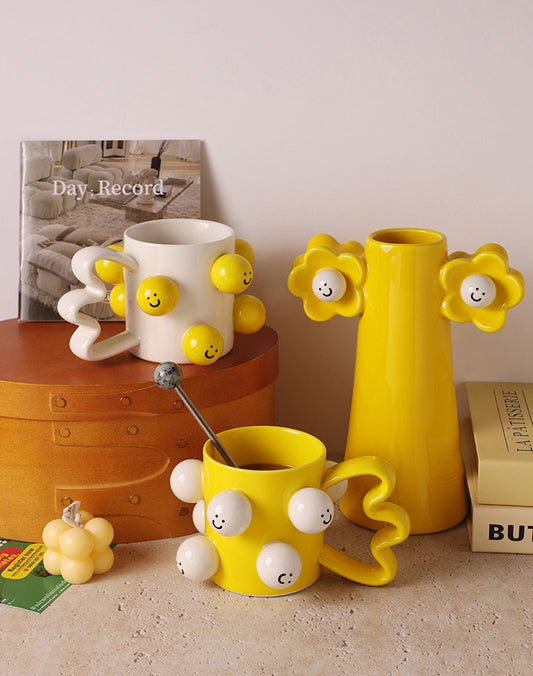 Smiles in Bloom — Handmade Porcelain Coffee Mug