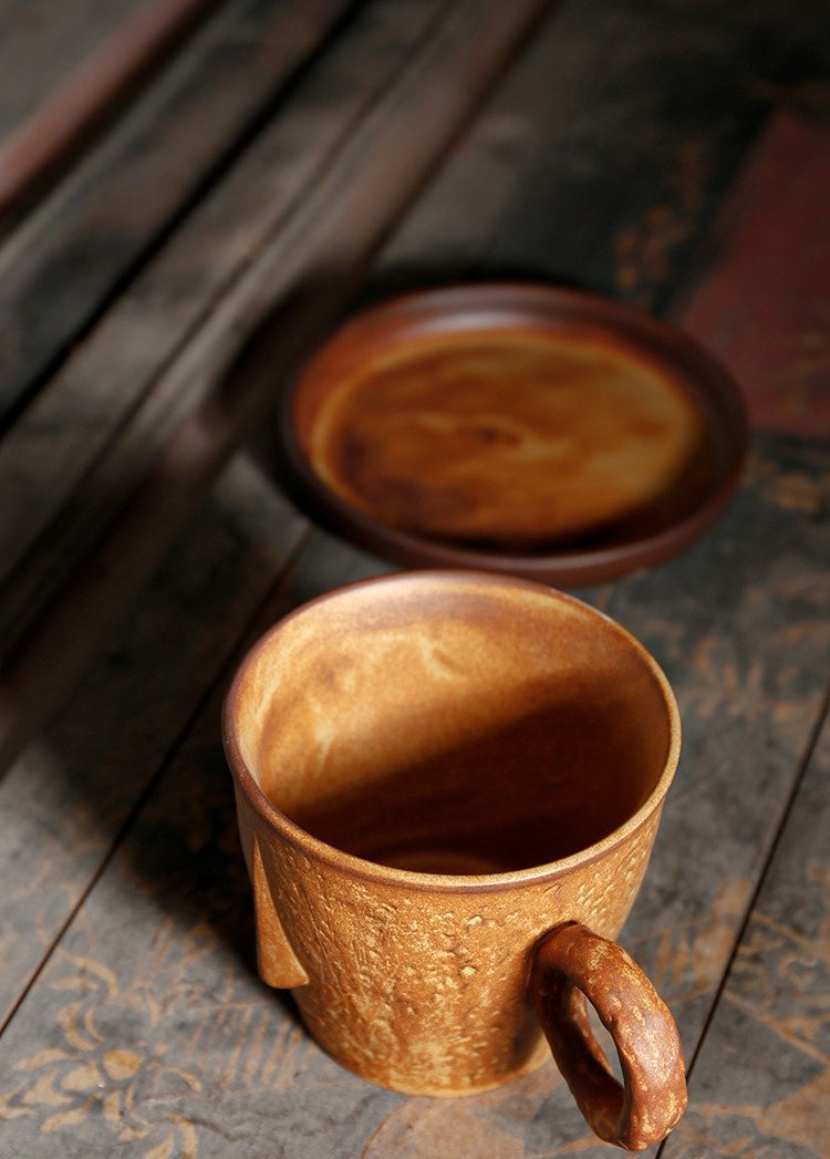 Silent Clay Muse – Handcrafted Porcelain Face Coffee Cup & Saucer Set
