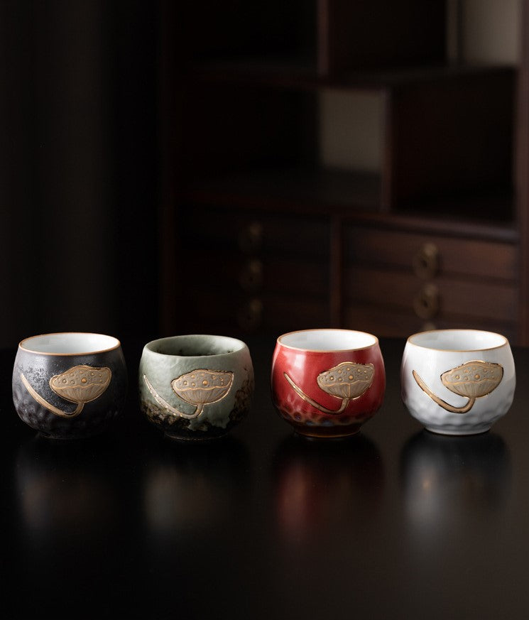 Lotus Harmony – Handcrafted Porcelain Tea Cup Gift Set (Four Seasons Collection)