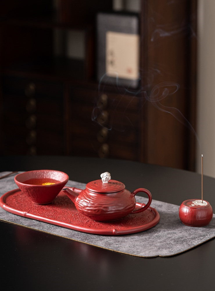 Auspicious Clouds – Handcrafted Forbidden City red Porcelain Tea Cup