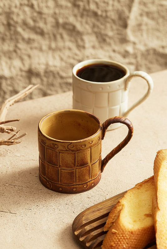 Rustic Grid – Handmade Ceramic Coffee Mug
