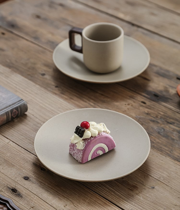 Earthen Stillness – Minimalist Ceramic Coffee Cup & Saucer Set