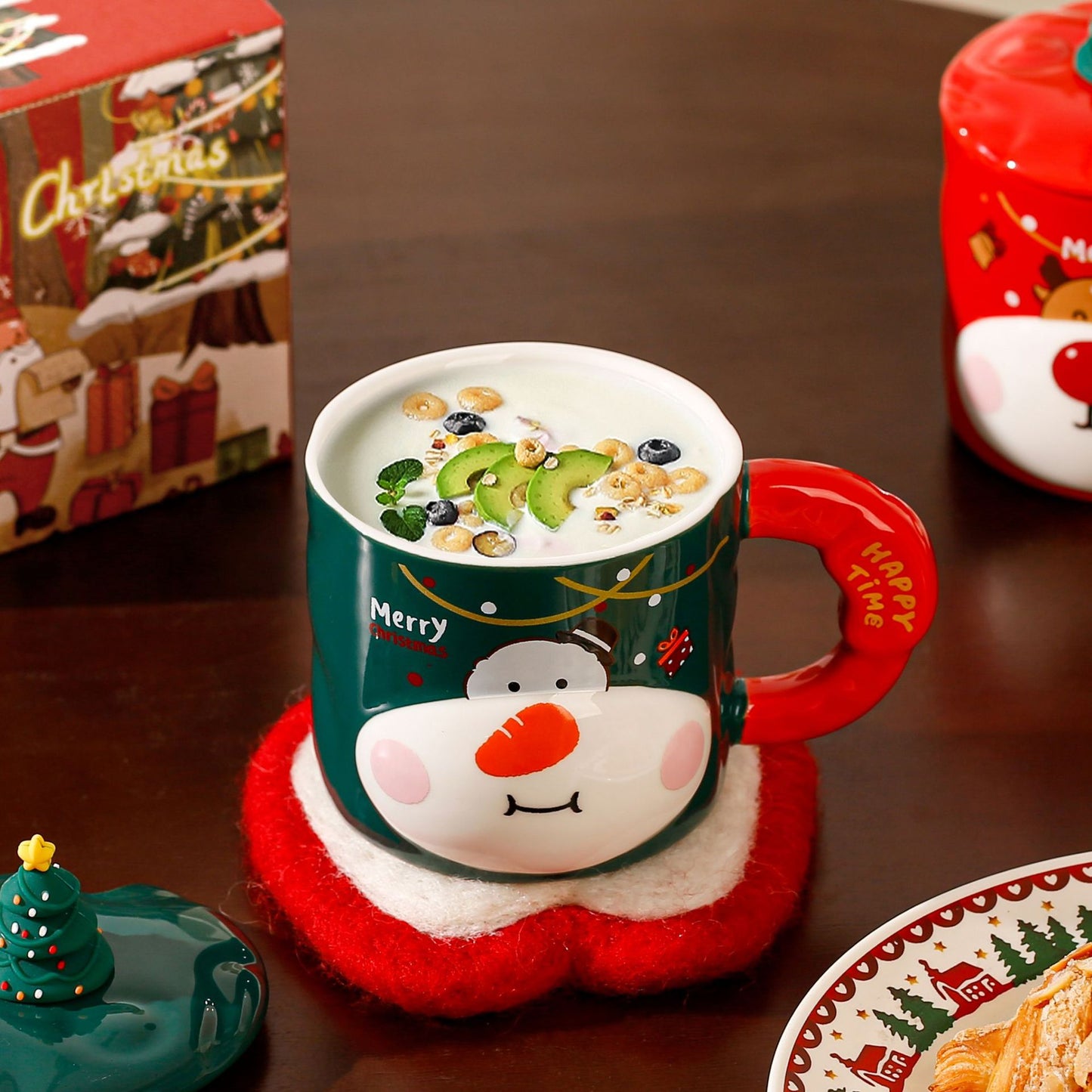 Holiday Cheer Mug – Handcrafted Ceramic Christmas Cup with Gift Box