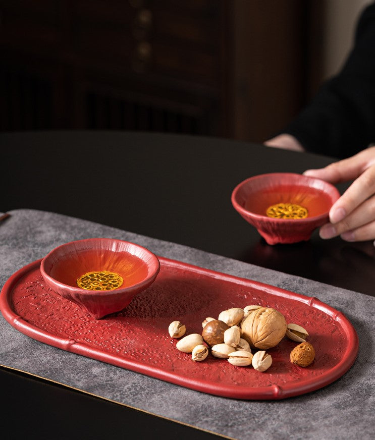 Lotus Bloom – Handcrafted Forbidden City red Porcelain Tea Cup