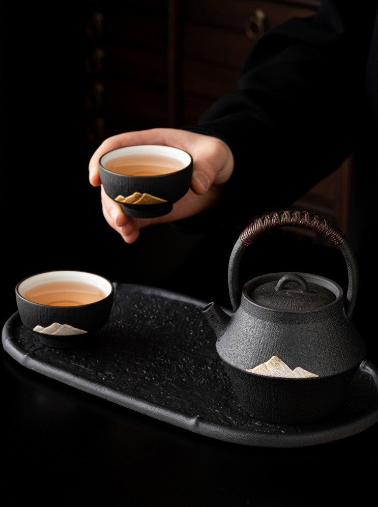 Golden And Silver Mountain — Handcrafted Porcelain Tea Cups Set