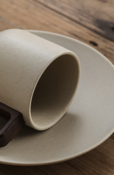 Earthen Stillness – Minimalist Ceramic Coffee Cup & Saucer Set