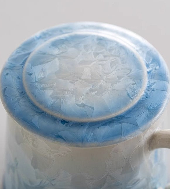 Crystal Bloom – Porcelain Glaze Coffee Mug, Artisan Made