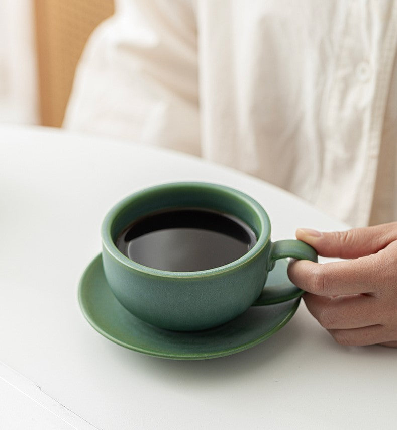 Verdant Tranquility – Handcrafted Porcelain Coffee Cup & Saucer Set