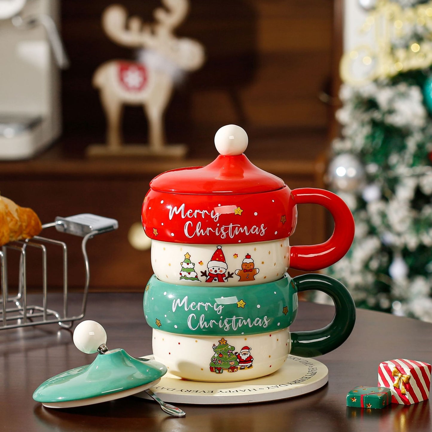 Snowy Wishes – Handcrafted Christmas Ceramic Mug Gift Set