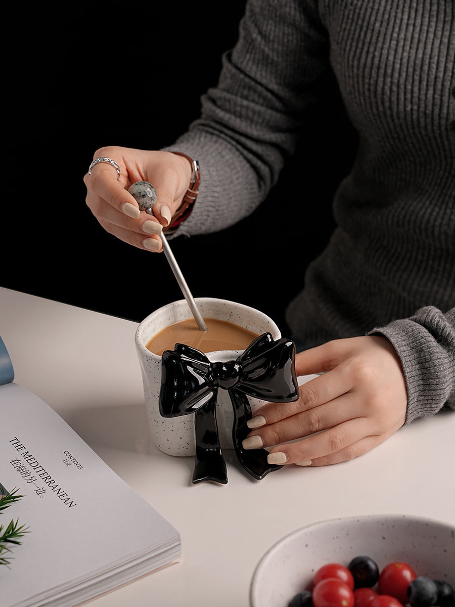 Ribbon Grace — Handmade Porcelain Coffee Cup