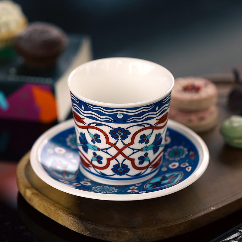 Patterned Grace – Handcrafted Ceramic Coffee Cup & Saucer Set