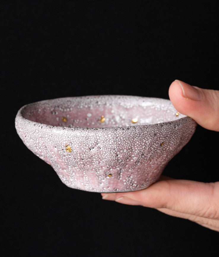 Tranquility Cups — Purple Aura Rising, Crimson Bloom, and Twilight Mist Ceramic Tea Cup Set