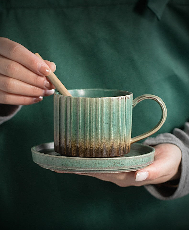 Rustic Elegance – Handcrafted Porcelain Coffee Cup & Saucer Set