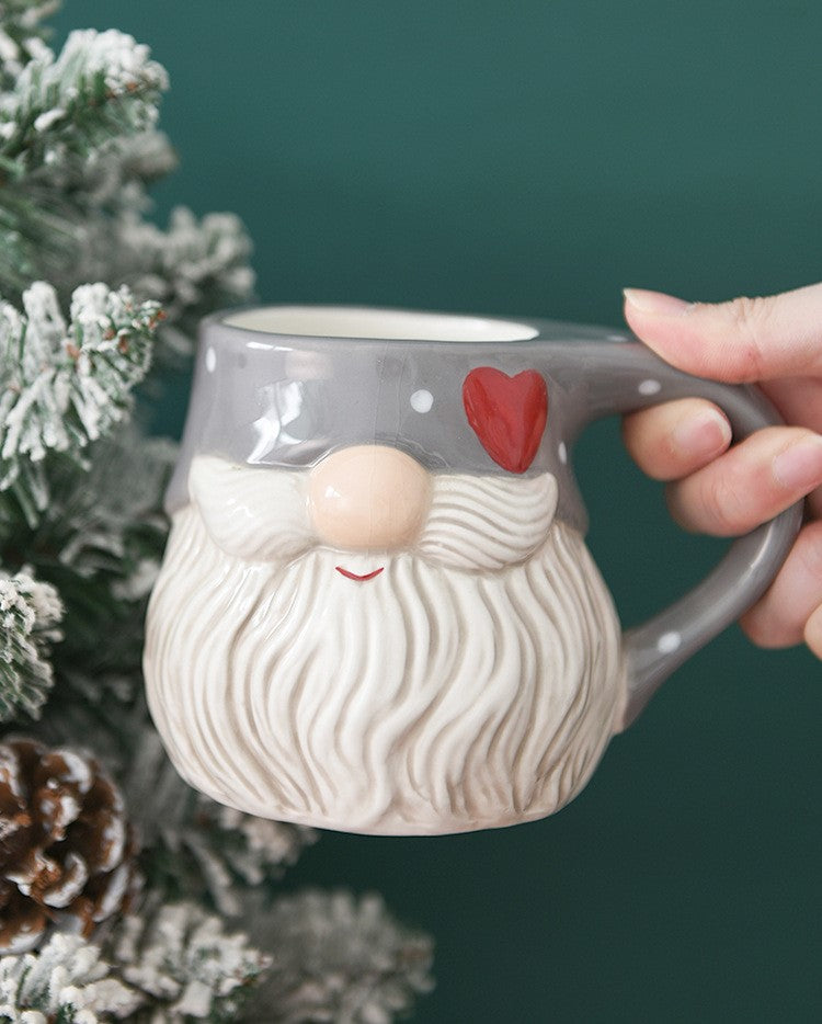 Santa Heart Charm – Handcrafted Christmas Relief Ceramic Mug Gift