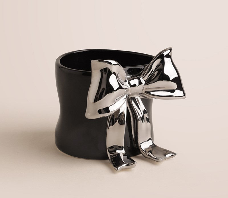 Ribbon Grace — Handmade Porcelain Coffee Cup