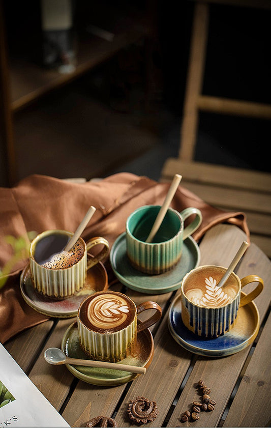 Rustic Elegance – Handcrafted Porcelain Coffee Cup & Saucer Set