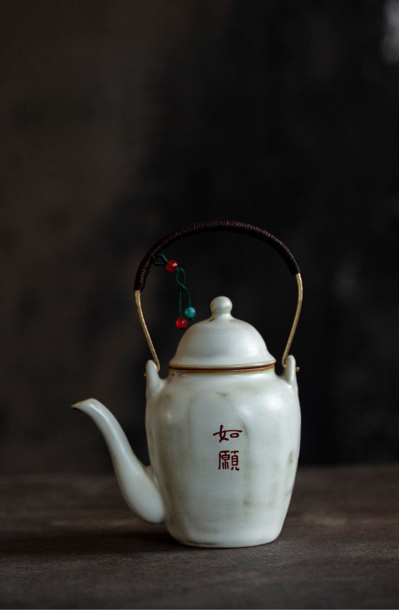 Blessings in Every Sip — Handmade Jingdezhen Teacup & Handle Teapot Sets