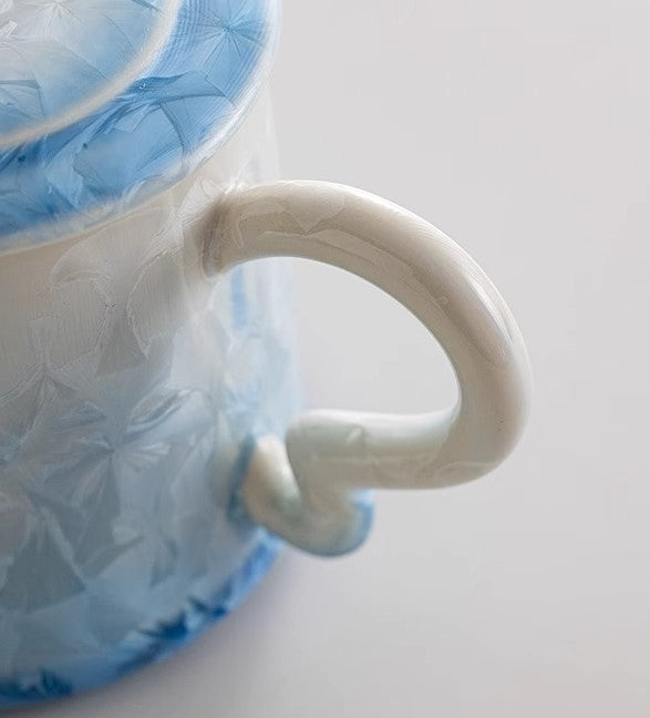 Crystal Bloom – Porcelain Glaze Coffee Mug, Artisan Made