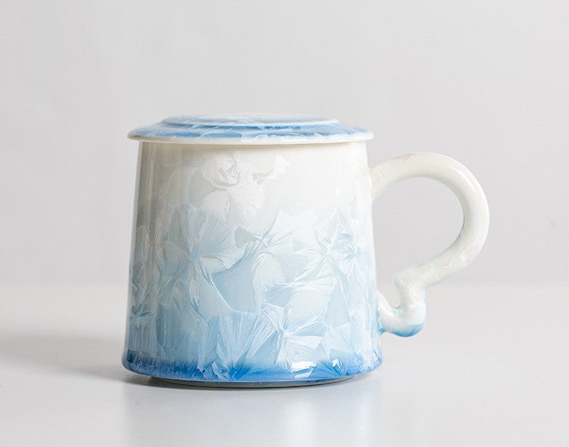 Crystal Bloom – Porcelain Glaze Coffee Mug, Artisan Made