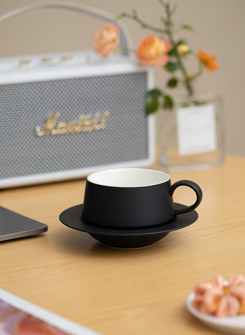 Ink Splash – Handcrafted Ceramic Coffee Mug & Saucer Set